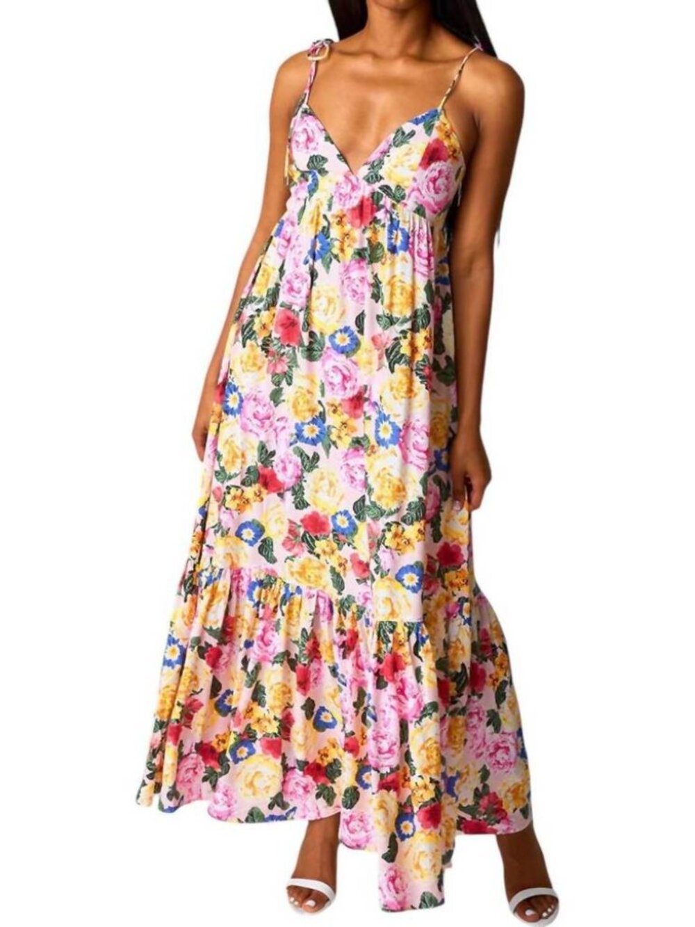 BuddyLOVE soleil monet tie shoulder maxi dress in pink multi NWT Size S women